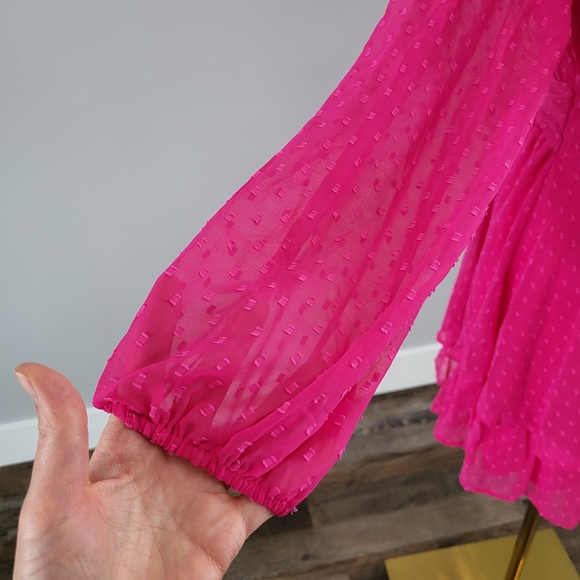 NWT Japna Chiffon Ruffle Tiered Skirt Long Sleeve Dress - Picture 3 of 13